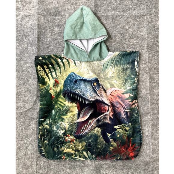 Dinosaur T-Rex Hoodie Mens Large AOP Sleeveless Pool Beach Towel Handmade - Picture 1 of 9